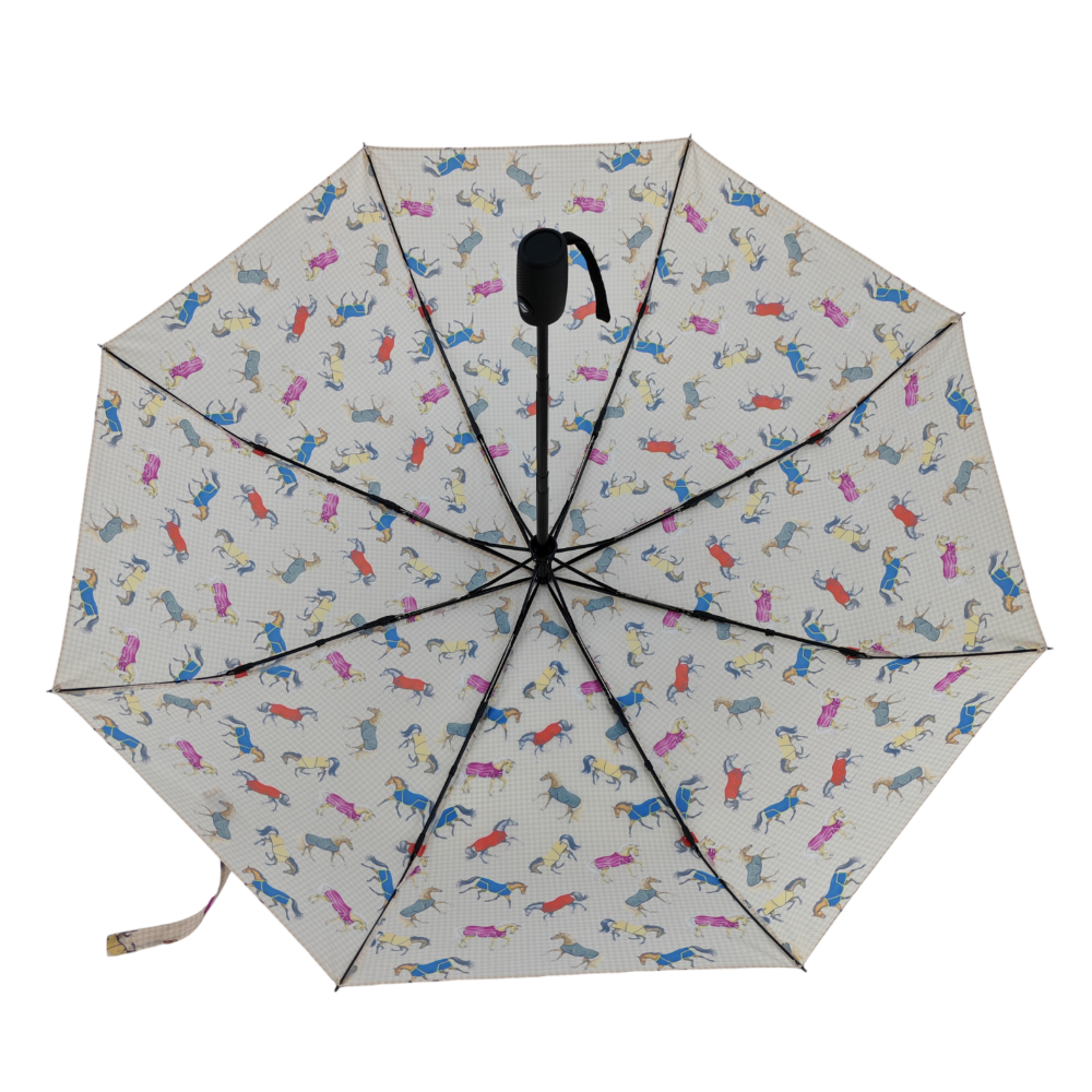 AWST Int'l Lila Compact Umbrella-Horses in Blankets