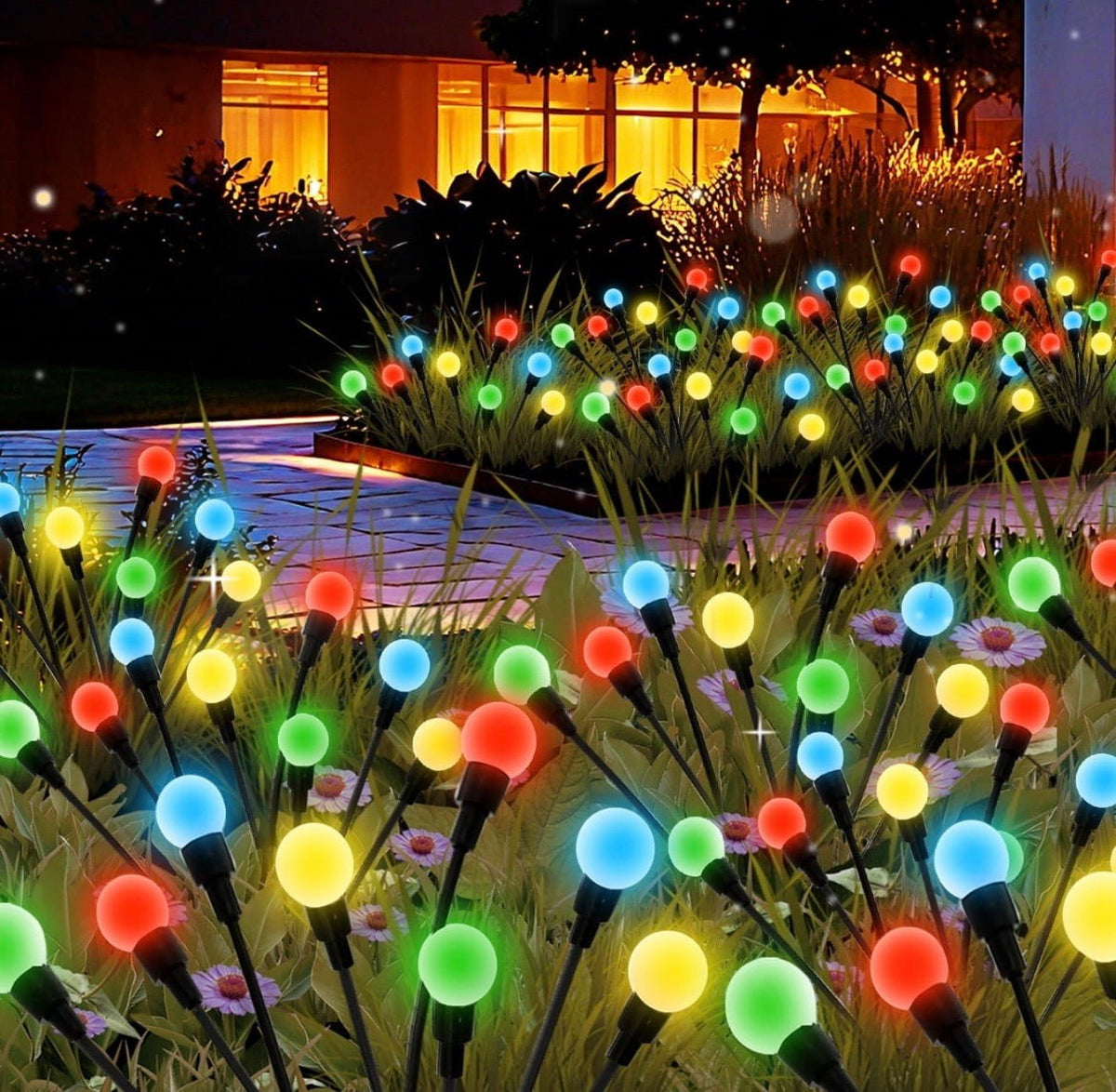 4 Pack Solar Powered Light FireFly Upgraded 8 LED