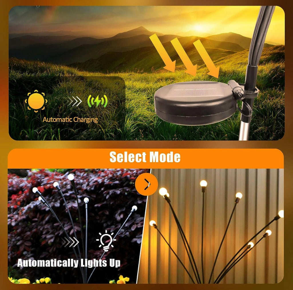 4 Pack Solar Powered Light FireFly Upgraded 8 LED
