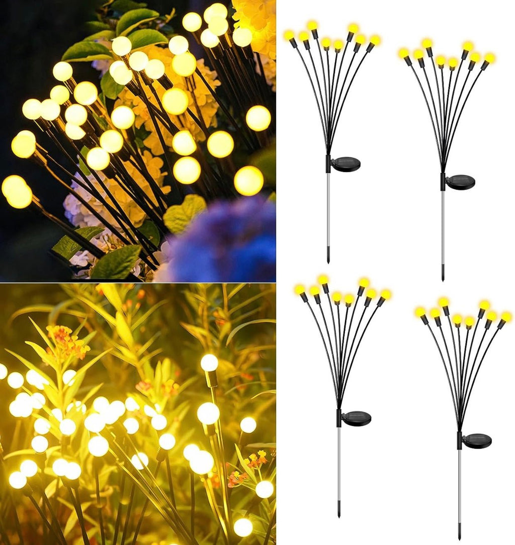 4 Pack Solar Powered Light FireFly Upgraded 8 LED