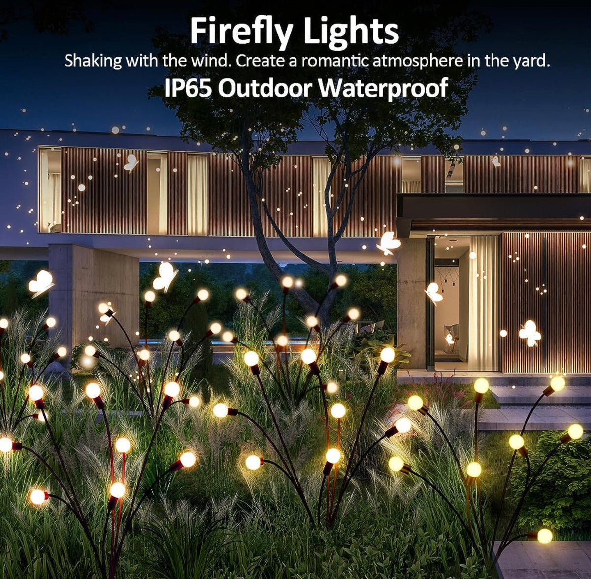 4 Pack Solar Powered Light FireFly Upgraded 8 LED