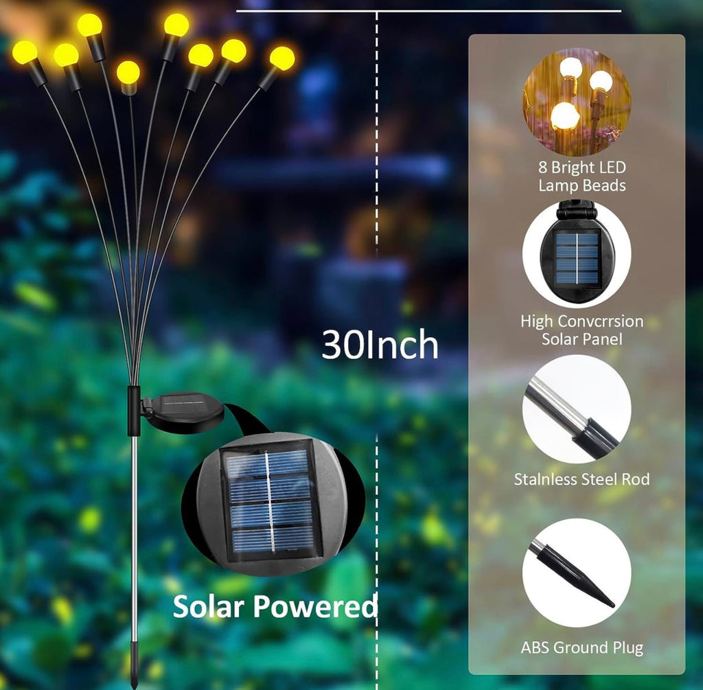 4 Pack Solar Powered Light FireFly Upgraded 8 LED