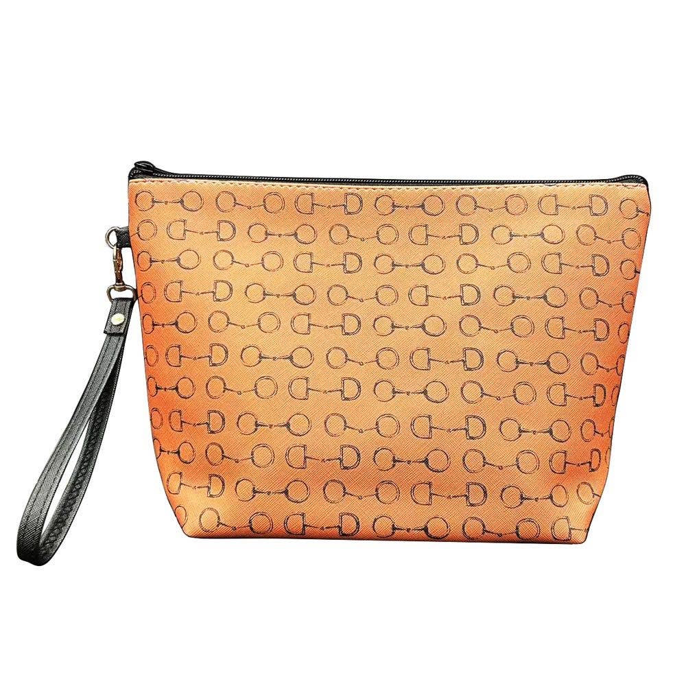 AWST Int'l Lila Vintage Snaffles Accessory Bag with Wristlet: Tan / L
