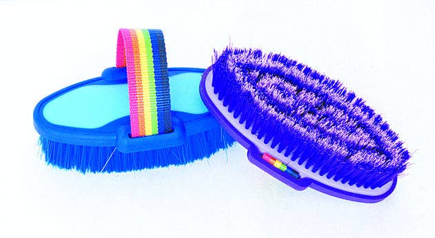 Tuffrider Body Brush With Rainbow Handle: Purple / Standard