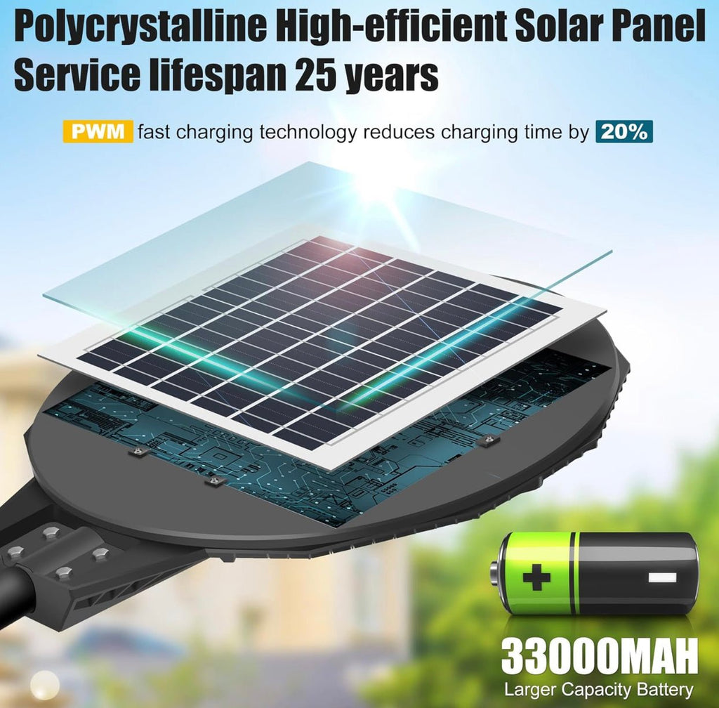 7500W Large Solar Street Light Outdoor – 120,000 Lumens, Radar Motion Sensor, Remote Control, IP65