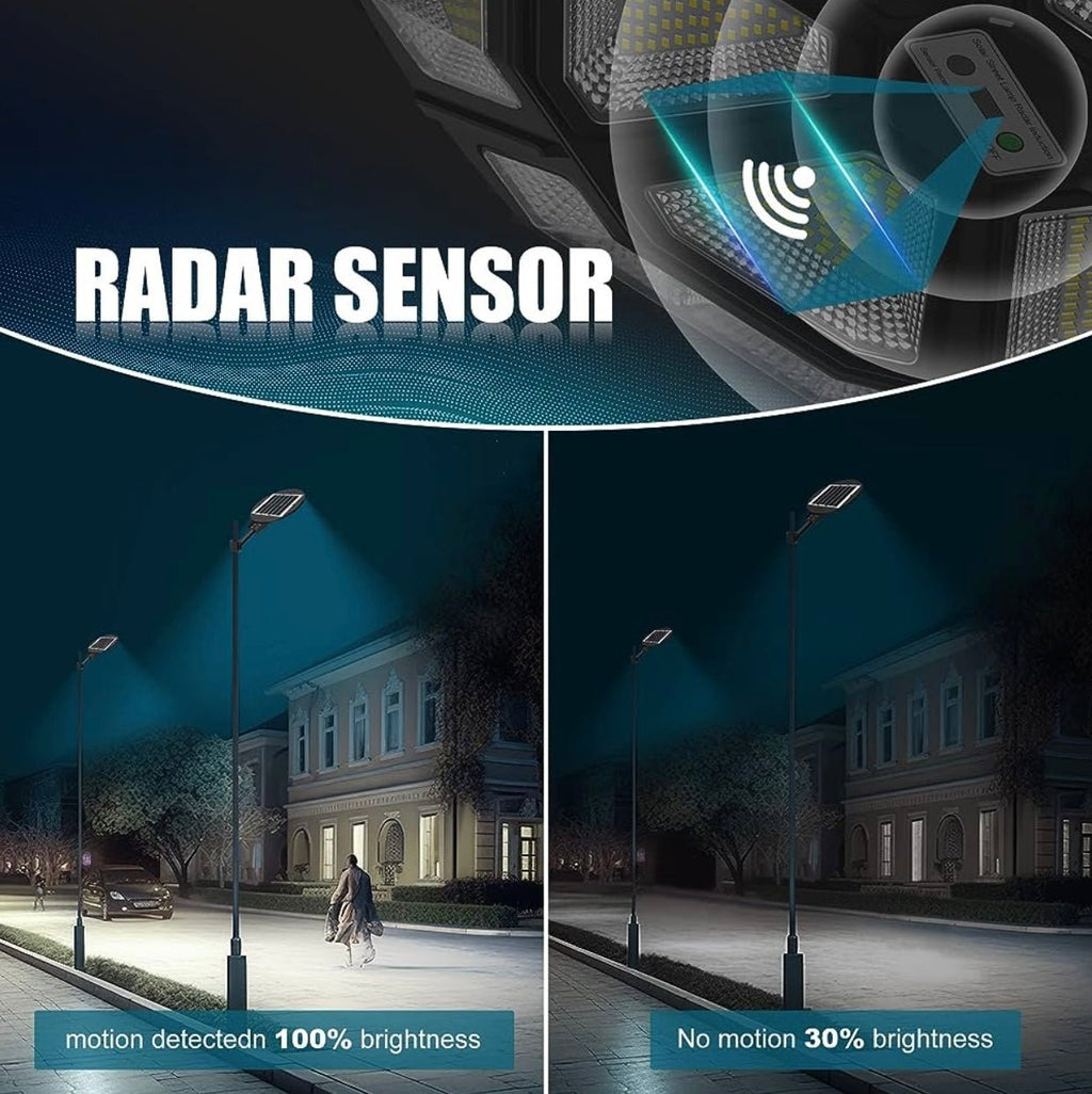 7500W Large Solar Street Light Outdoor – 120,000 Lumens, Radar Motion Sensor, Remote Control, IP65