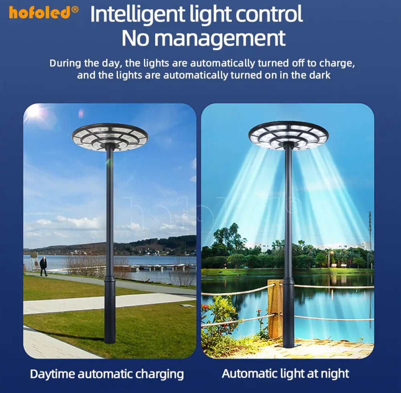 4500W Solar Outdoor Light Round 360° Wide Angle UFO Garden Pole And Wall Street Lights with Remote