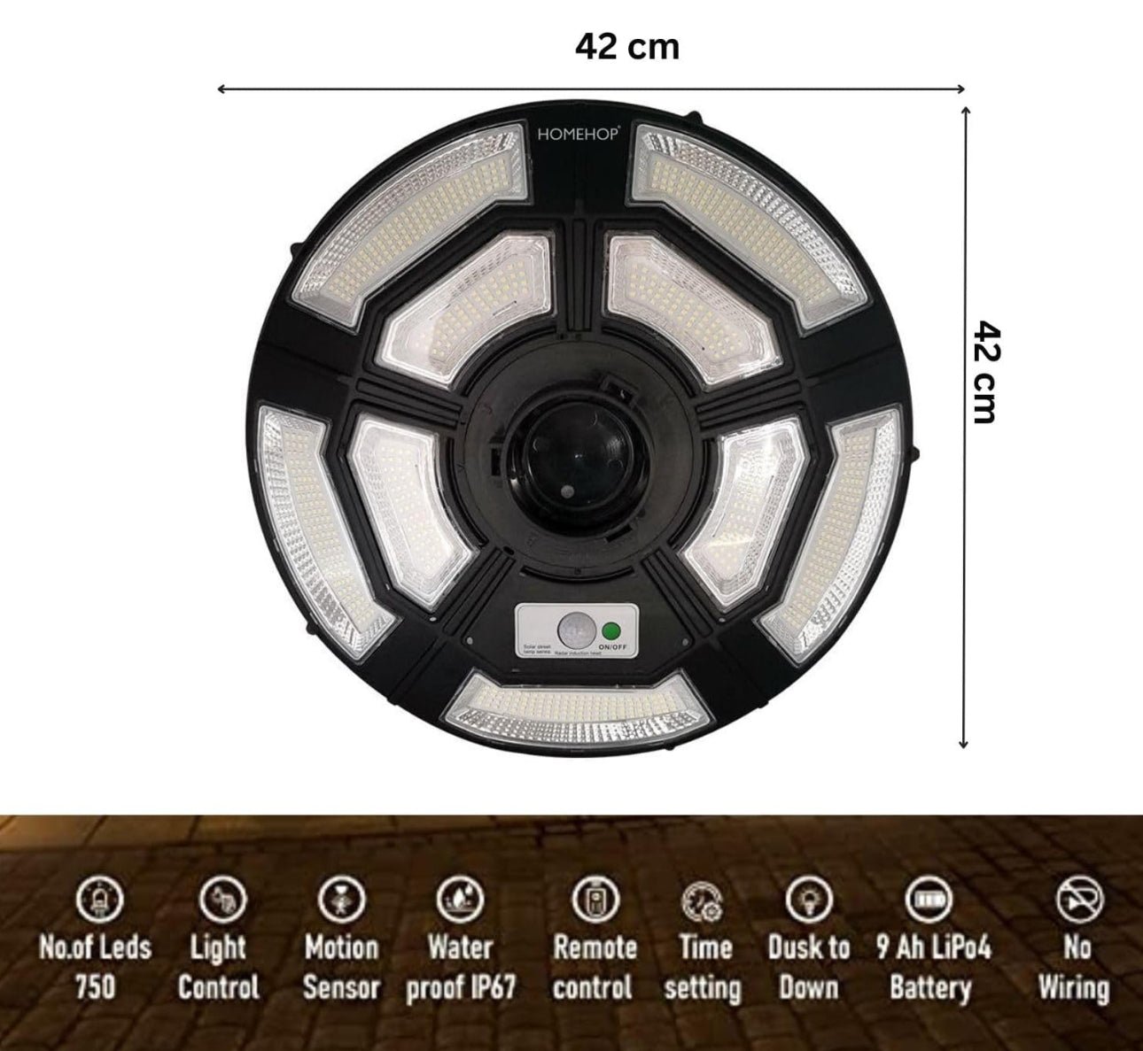 4500W Solar Outdoor Light Round 360° Wide Angle UFO Garden Pole And Wall Street Lights with Remote