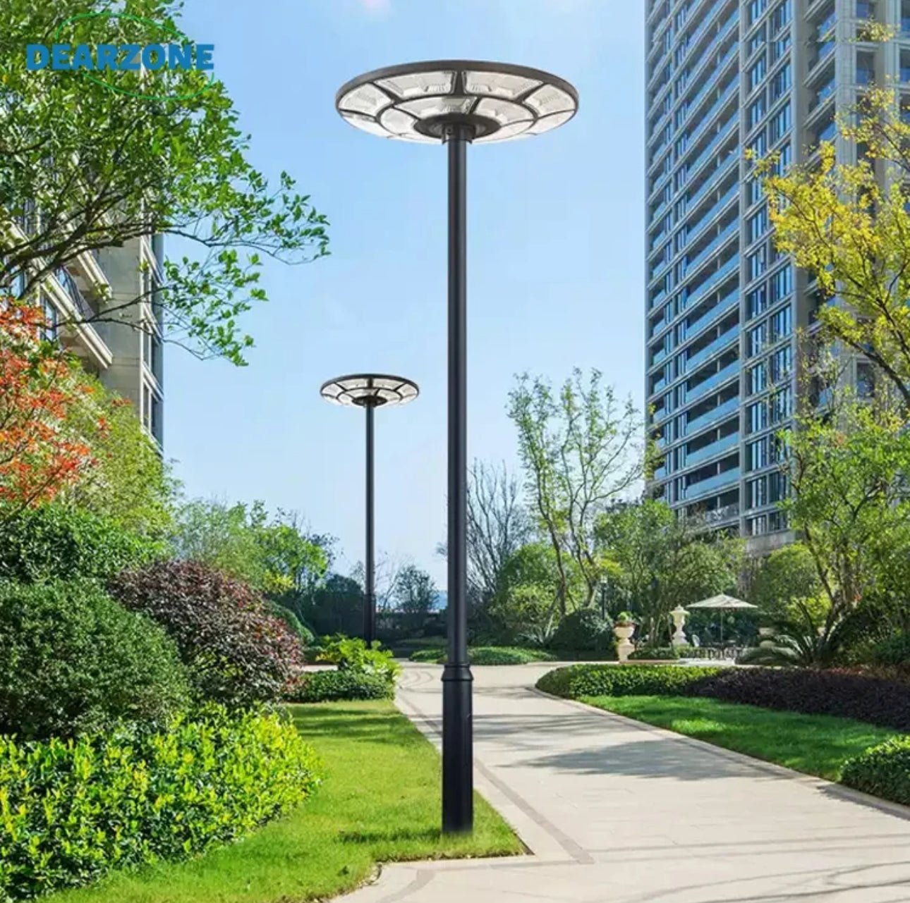 4500W Solar Outdoor Light Round 360° Wide Angle UFO Garden Pole And Wall Street Lights with Remote