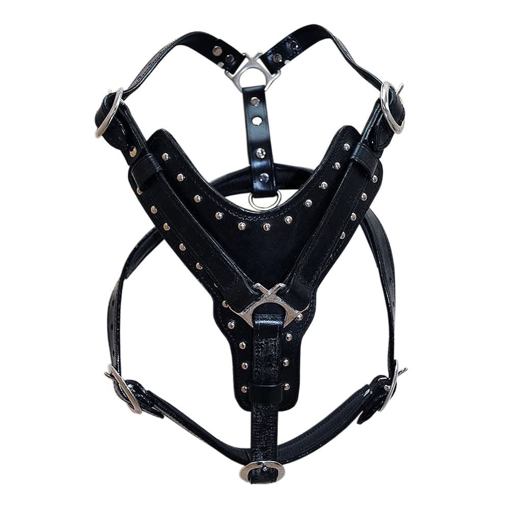 HILASON Genuine Leather Dog Harness Padded Heavy Duty & Comfortable Fit