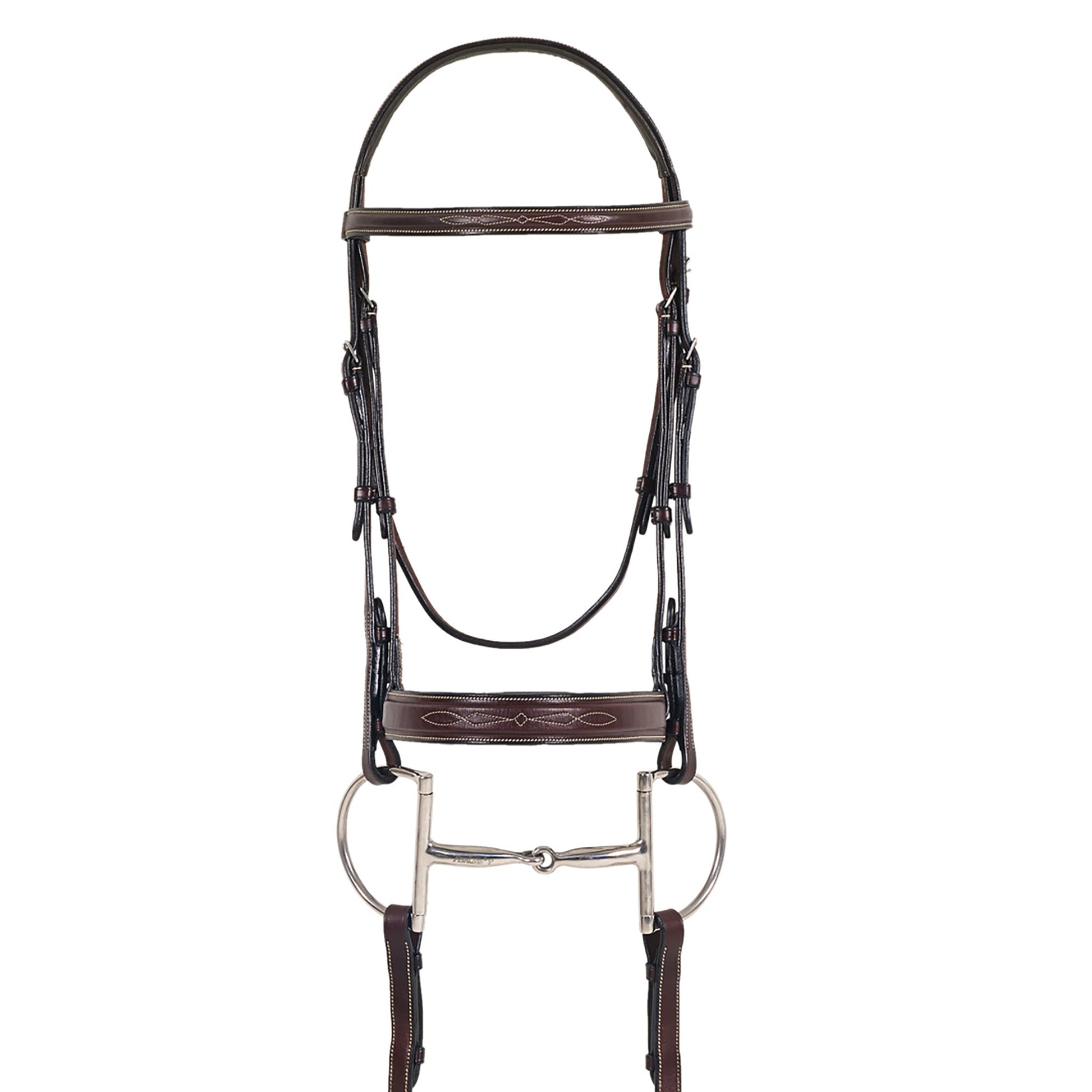 Elite Fancy Raised Comfort Crown Flat Wide Nose Padded Bridle with Reins