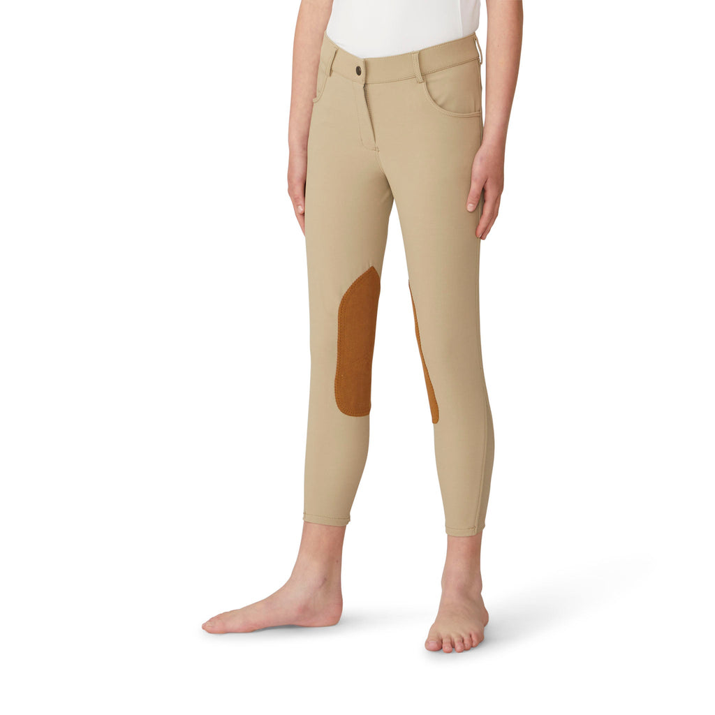 Girls' Bellissima Suede Knee Patch Breech - Classic Beige