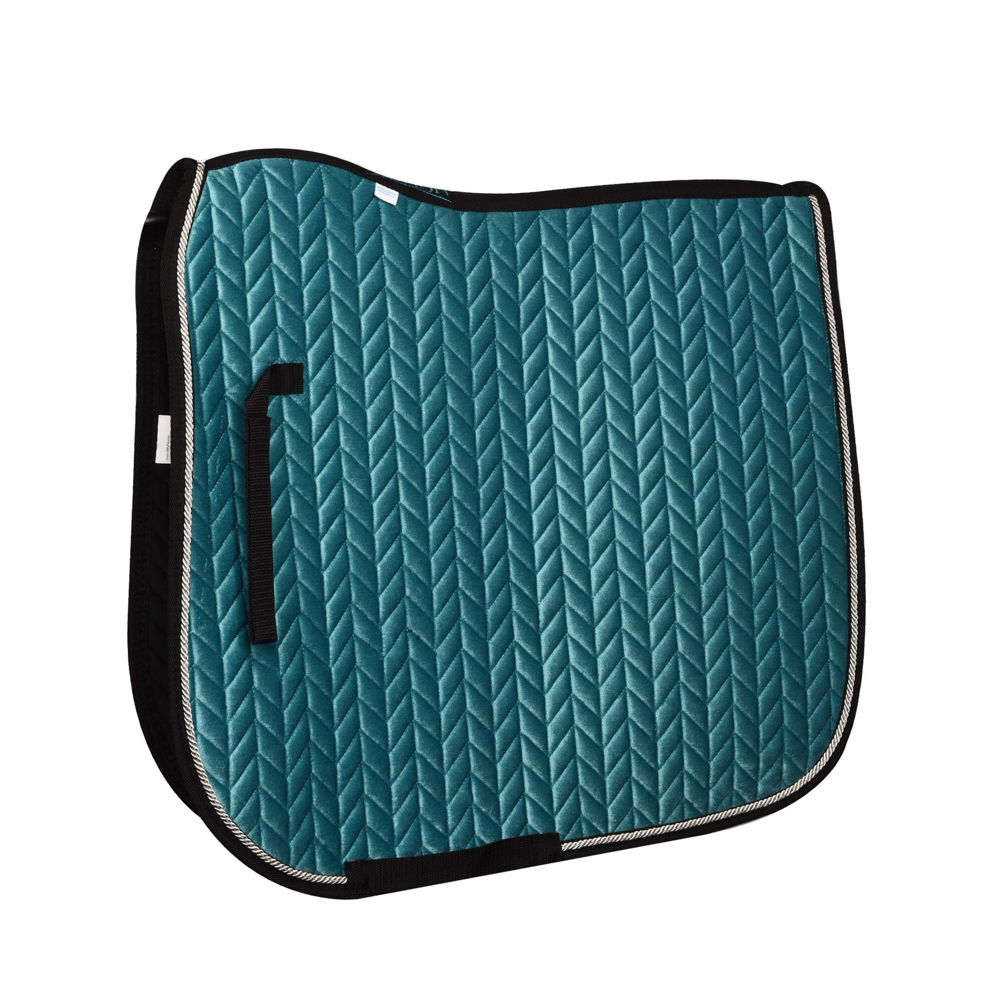 Elegance Velvet Dressage Saddle Pad - Teal/Silver/Black