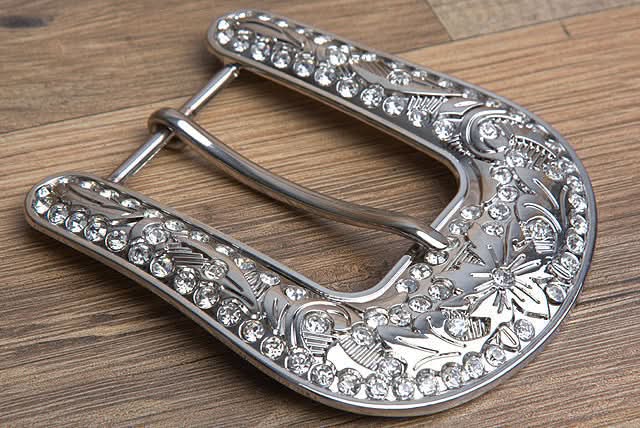 Screw Back Concho Stainless Steel Ed Belt Buckle Set Bling Clear Crystal