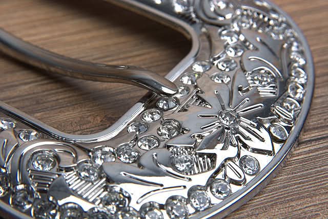 Screw Back Concho Stainless Steel Ed Belt Buckle Set Bling Clear Crystal