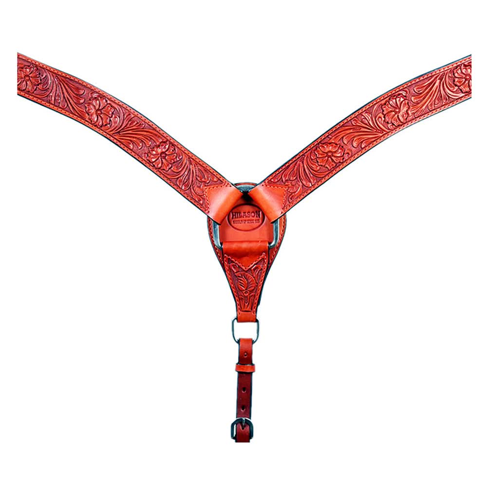 HILASON Western Horse Headstall Breast Collar Genuine American Leather Floral Mahogany