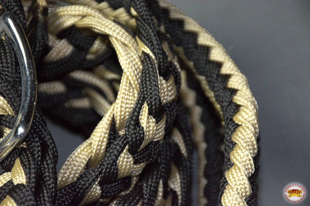 1" 8Ft Braided Poly Barrel Rein Horse Racing Flat Grip Knots