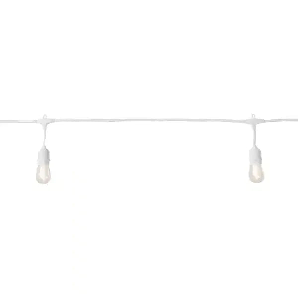 48FT Outdoor LED String Lights Plug-In - 24 Shatter Resistant and Waterproof Bulbs - Commercial Grade - UL Listed Heavy Duty Wire