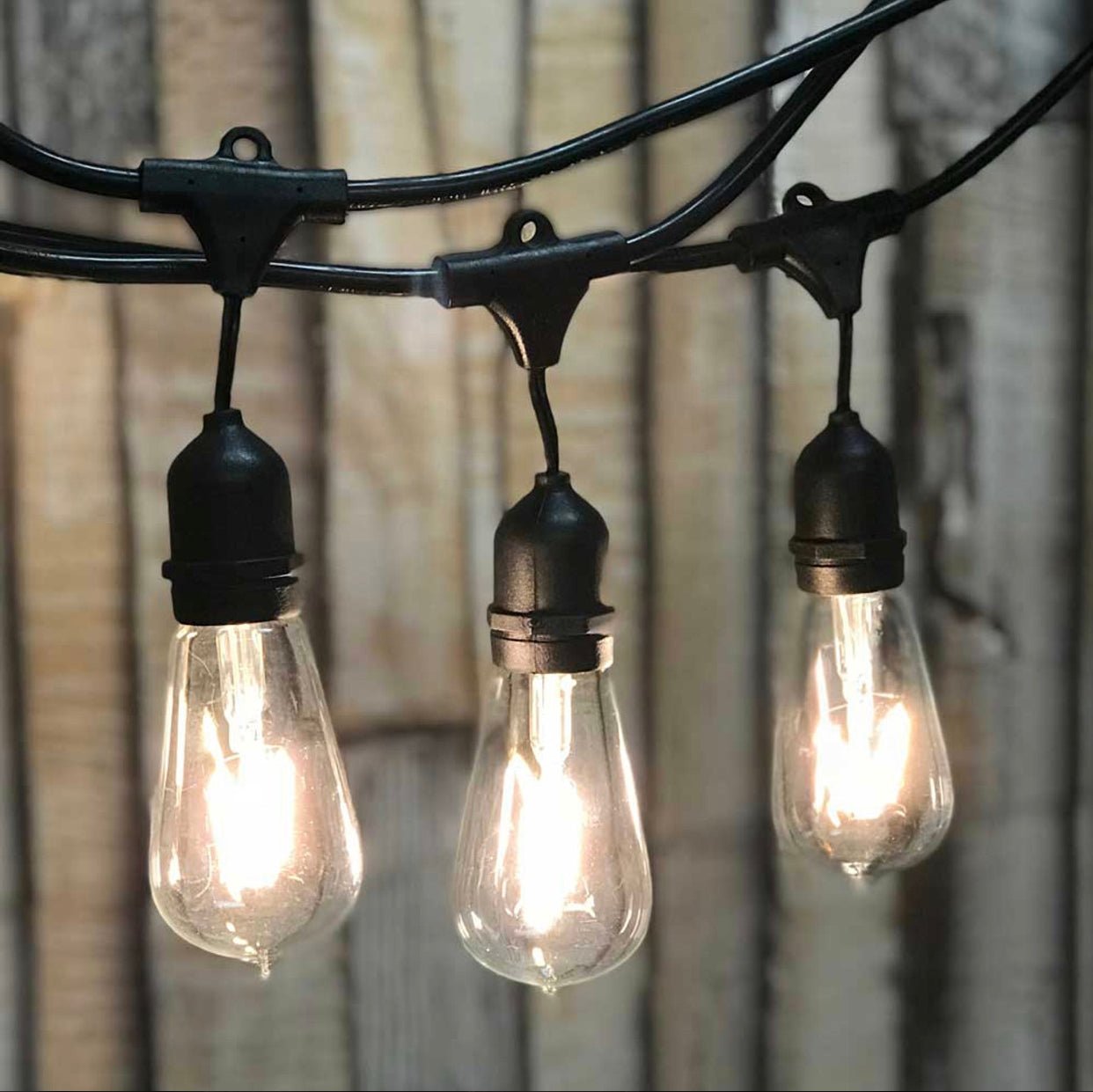 48Ft Pro Vintage Edition Plug-In Outdoor Heavy Quality 40W Commercial String Lights-15 Bulbs