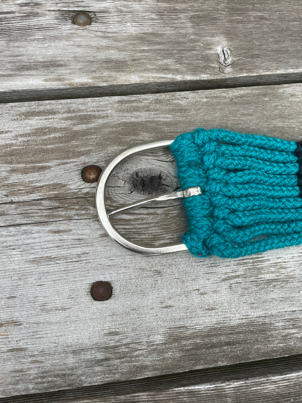 Pony / Mini 9 strand western teal rope girth with center D rings