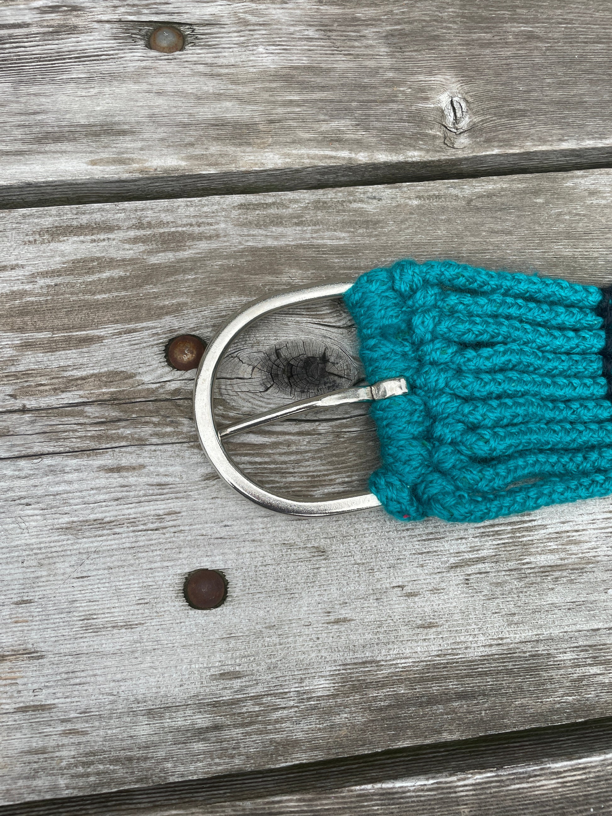 Pony / Mini 9 strand western teal rope girth with center D rings