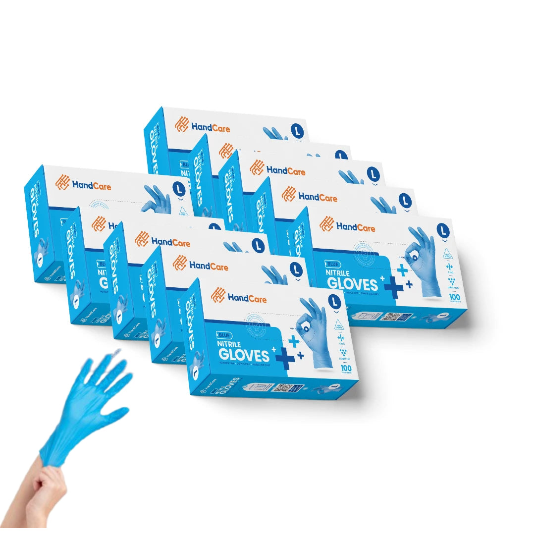 HandCare Blue Nitrile Gloves - Exam Grade, Powder Free (4 Mil), 1,000 Gloves - BOGO 20% OFF