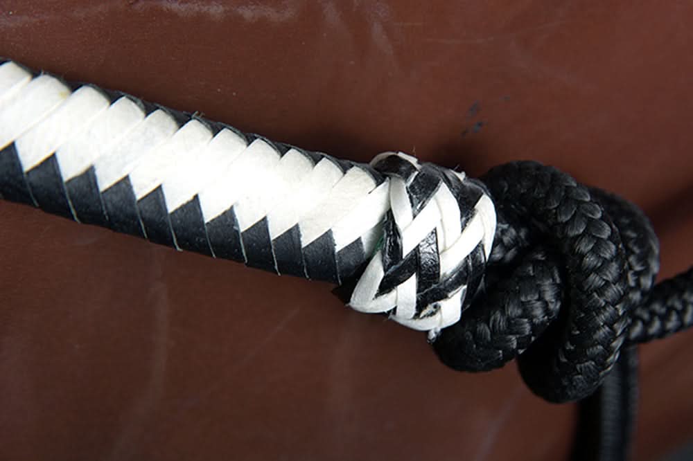 Classic Equine Horse Nylon Rawhide Noseband Halter Black White