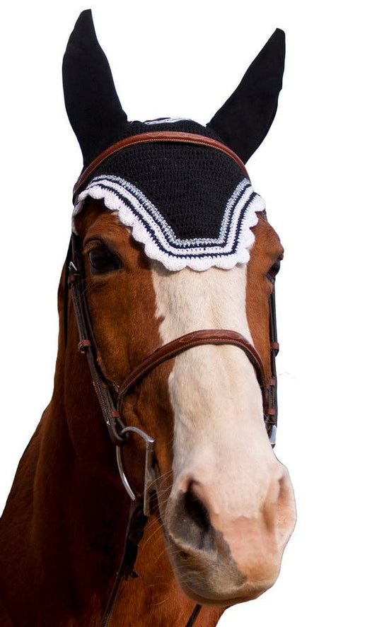 Equine Couture Fly Bonnet with Silver Lurex & Contrast Color