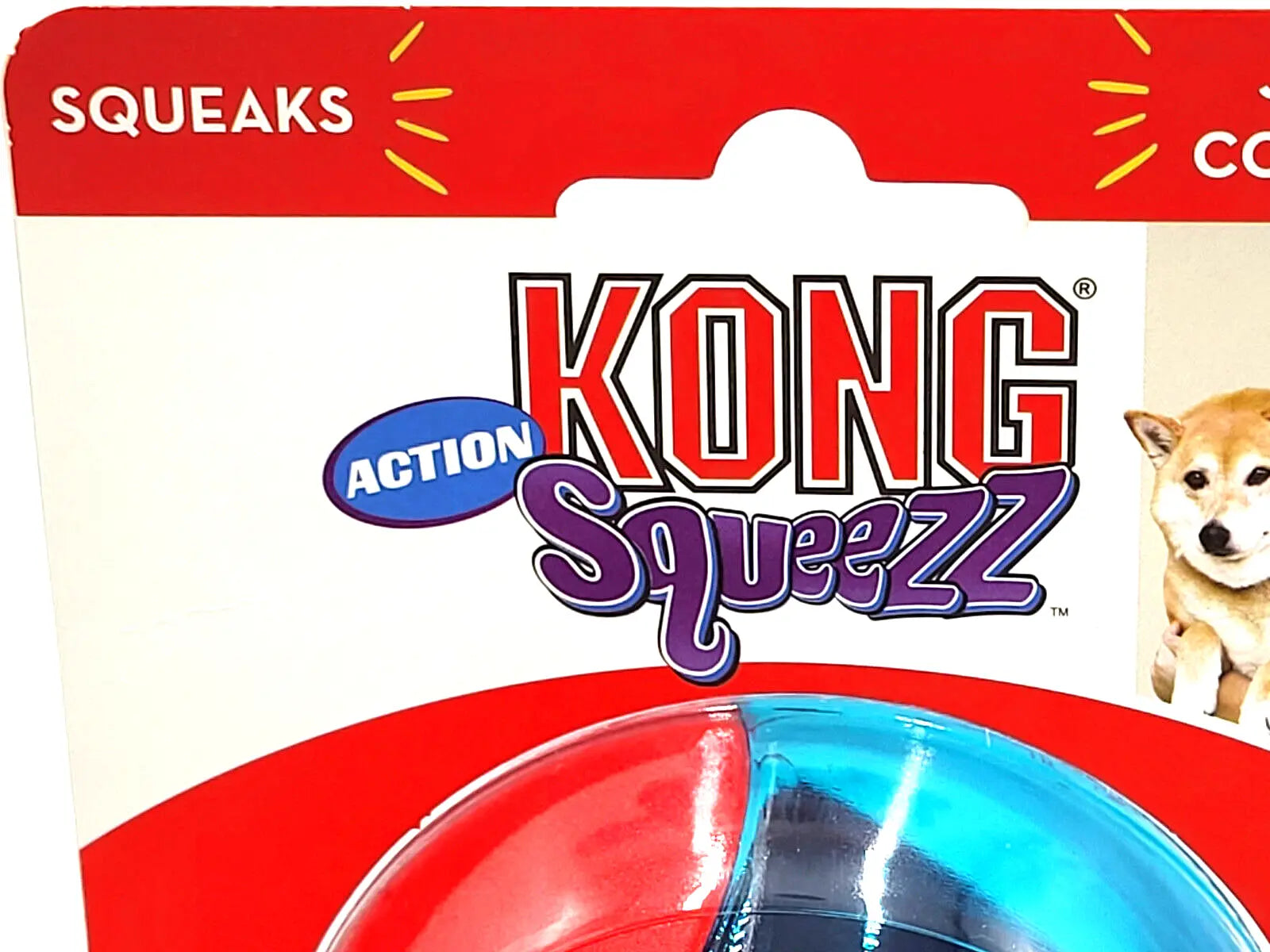 KONG Squeezz Action Ball Red 2 Count Large Squeaky Dog Fetch Toy 3"