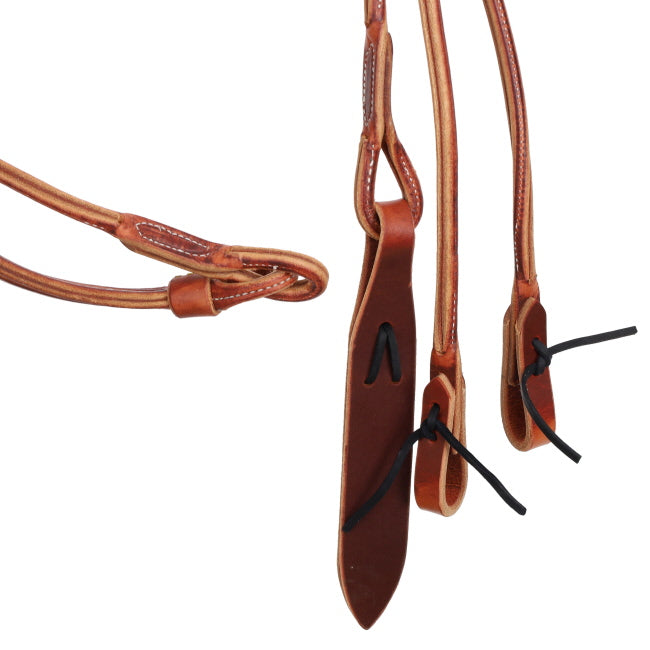 Harness Leather Romal Reins with Barbwire Popper. Made in the USA