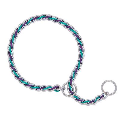 PURPLE/TURQ 20'' Laced Chain Slip Collar, 3.5 mm