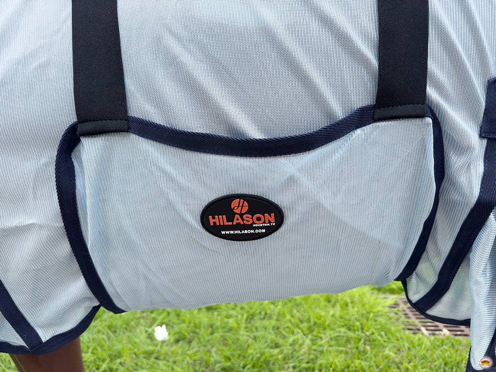 HILASON 66"-84" Horse Fly Sheet with Neck UV Protect Mesh Bug Mosquito Summer White