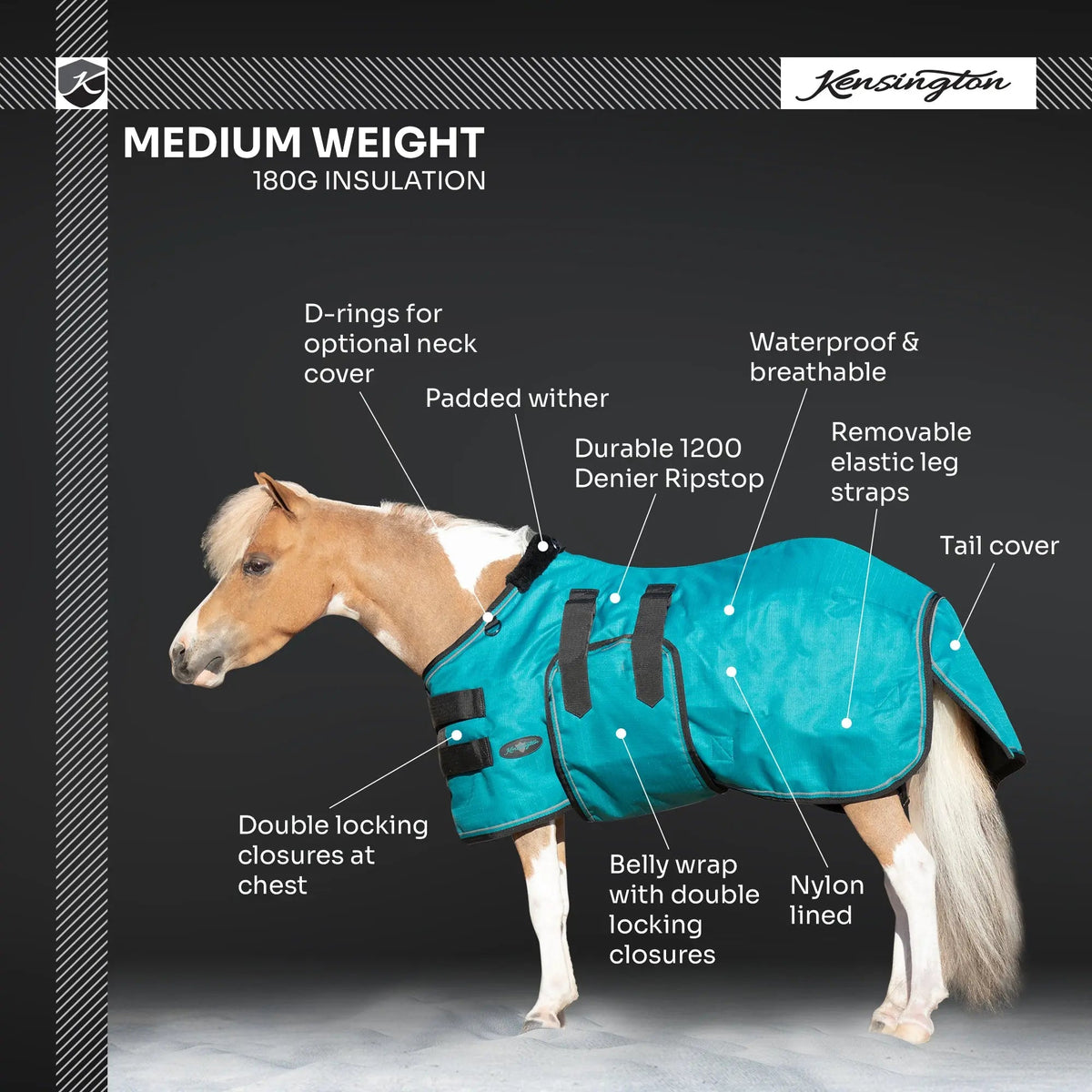 Mini 180G Medium Weight Horse Winter Turnout Blanket - Waterproof & Breathable
