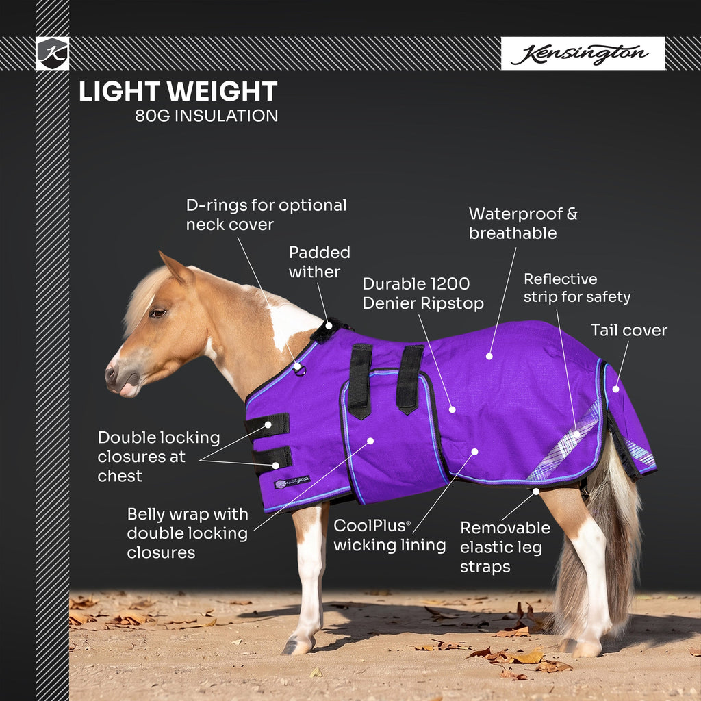 New Mini 80G Light Weight Horse Winter Turnout Blanket - Waterproof & Breathable