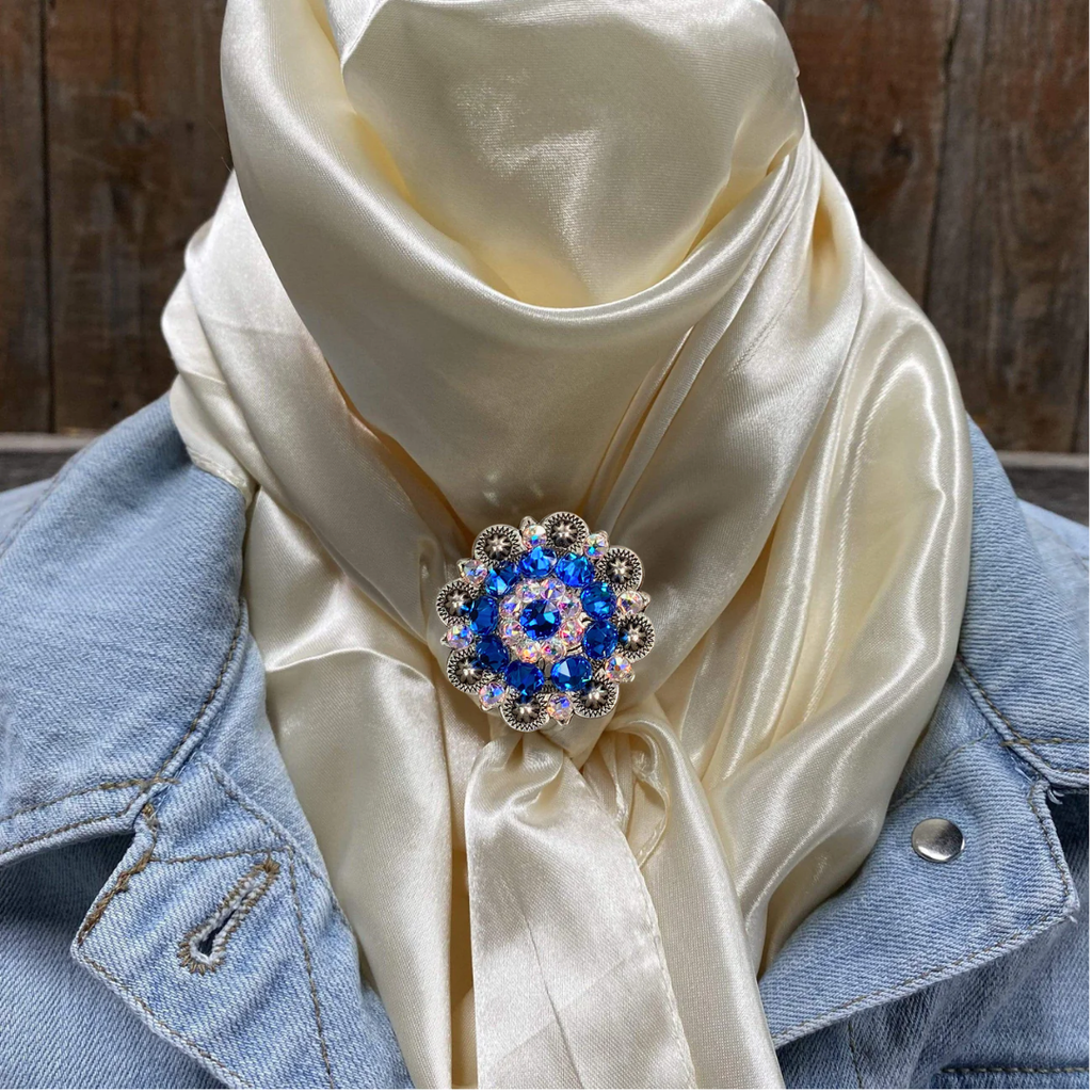 35X35" Solid Cream Wild Rag / Scarf WRS11 - Crystal Concho Wild Rag Slides - Assorted