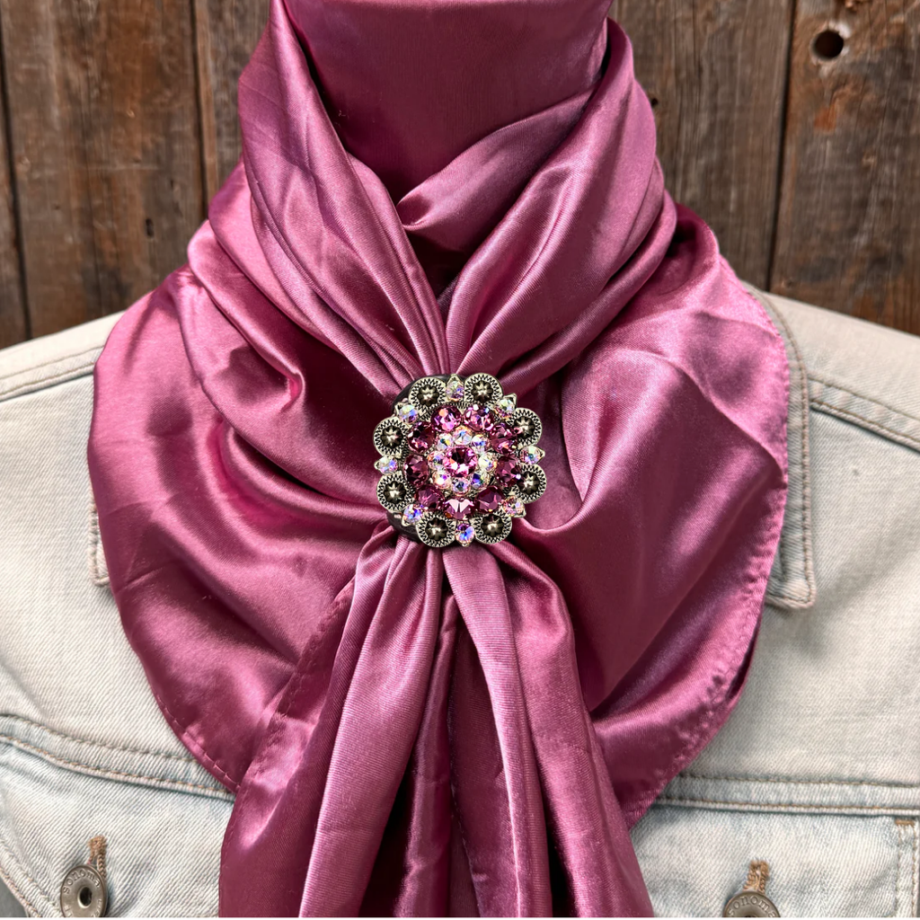 35X35" Solid Rose Wild Rag / Scarf WRS6 - Crystal Concho Wild Rag Slides - Assorted