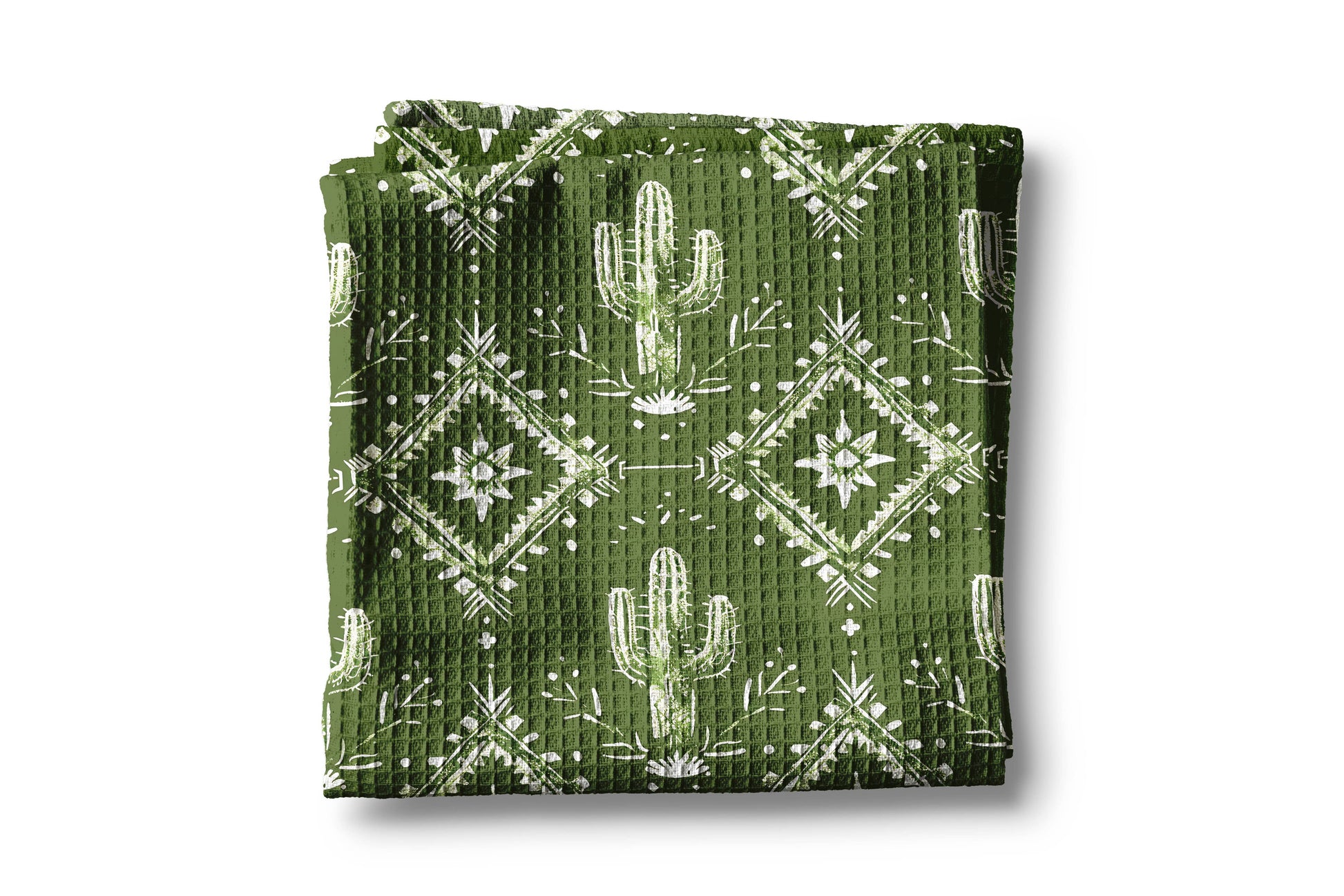 Retro Cactus Western Cowboy Cowgirl Kitchen Towel Waffle