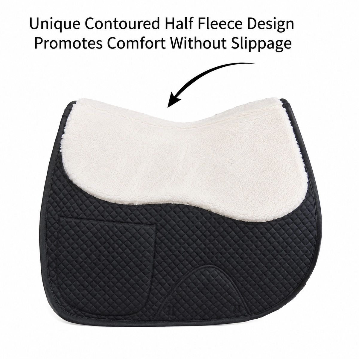 Derby Originals All Purpose English Saddle Pad with Pockets Half Fleece lined for Shock Absorbing Wither Relief Design for comfort and Trail Riding.