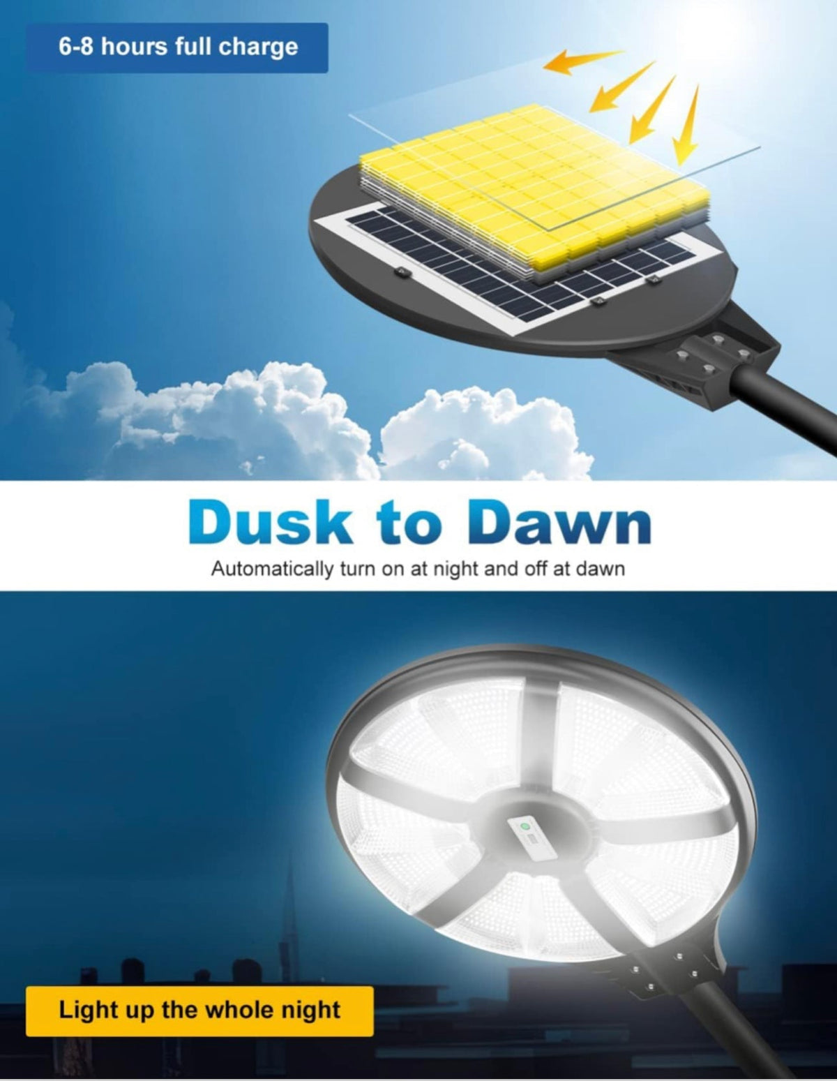 6000W Solar Street Light Outdoor – 200,000 Lumens, Radar & Motion Sensor, Remote, 360° Wide Angle, IP66