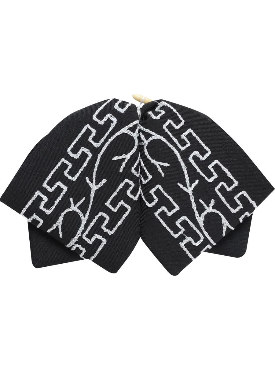 Artisanal Embroidered Charro Bow 100% Polyester Black/Silver 601114