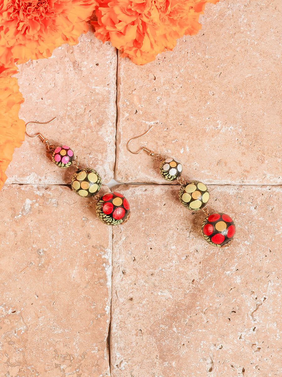Artisanal Hand Painted Earrings Multicolor 602159
