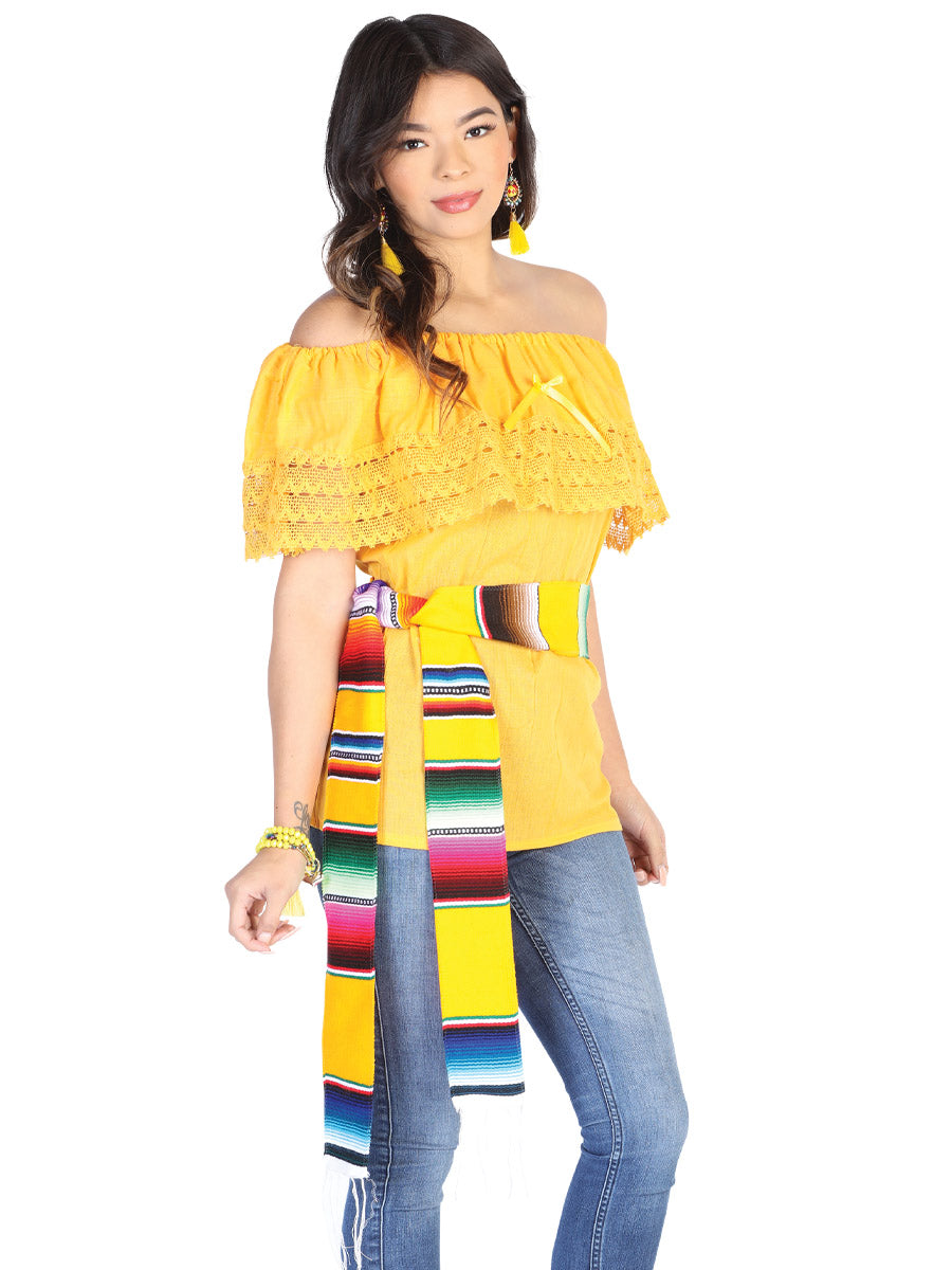Mexican Artisanal Blouse  50% Cotton, %50 Polyester Yellow 602529