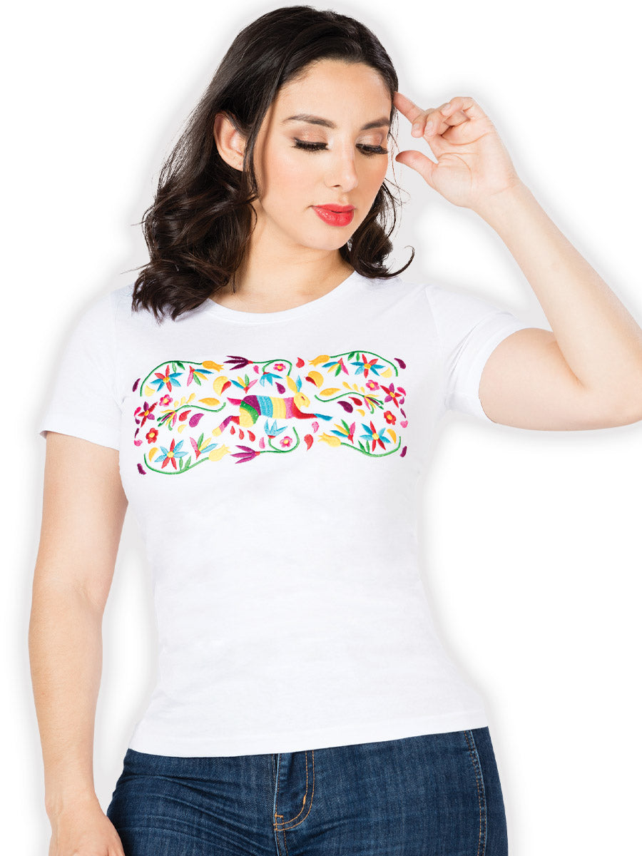 Artisanal Embroidered T Shirt White 602760