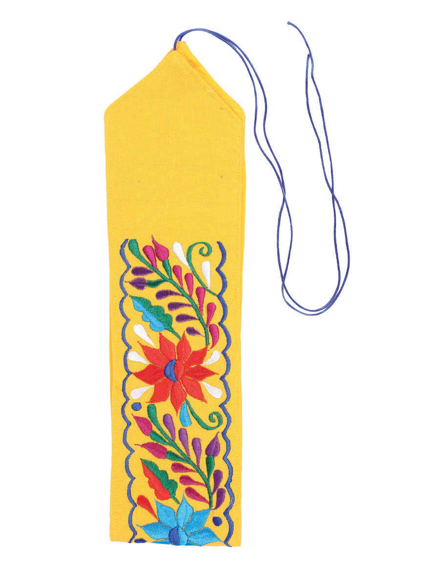 Artisanal Embroidered Belt Floral 100% Acrylic Yellow 603176