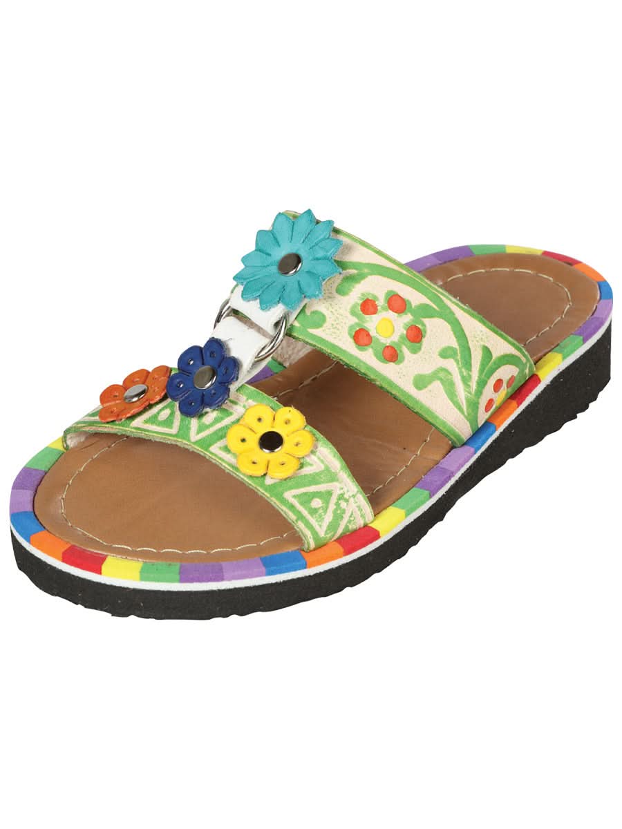 Artisanal Mexican Sandals Leather Multicolor 603384