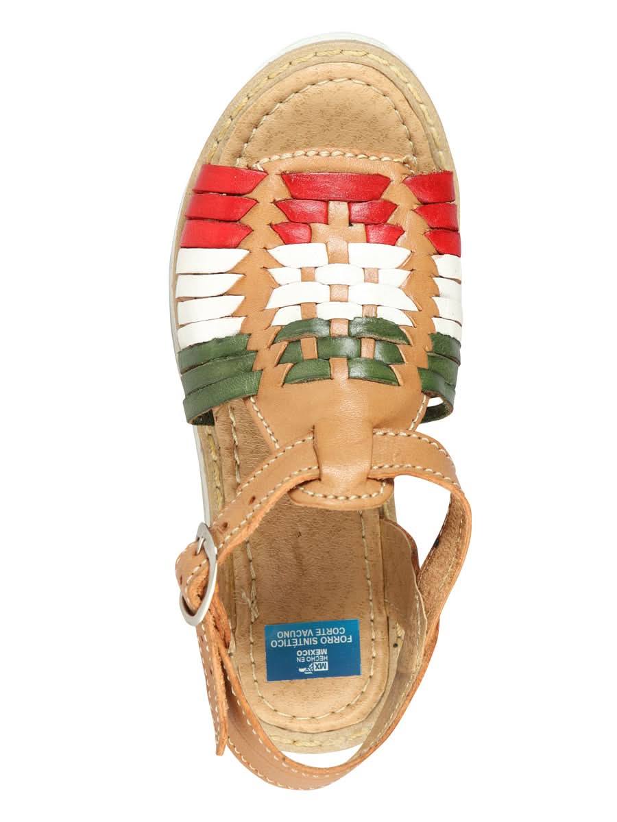 Artisanal Mexican Sandals Leather Tricolor 603943