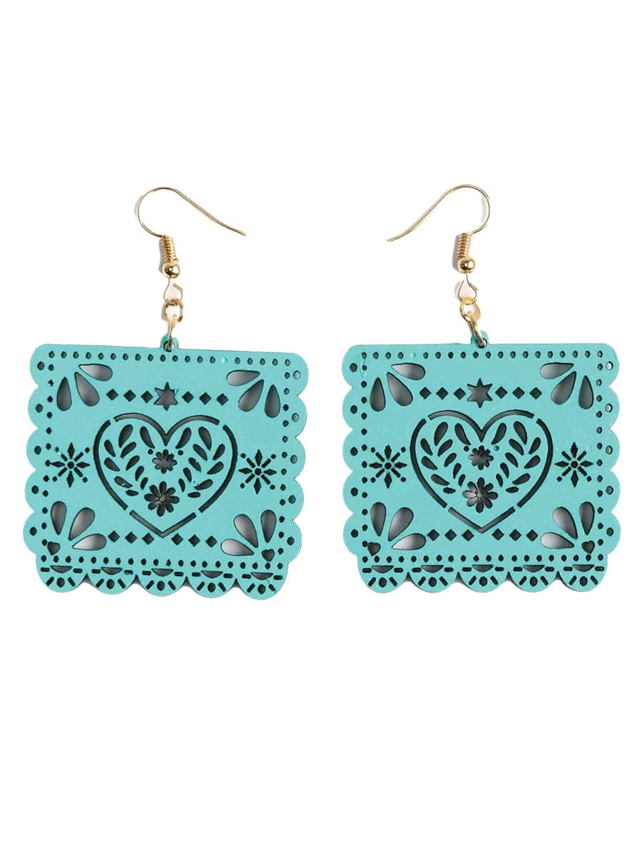 Artisanal Handmade Earrings Wood Emerald 603948