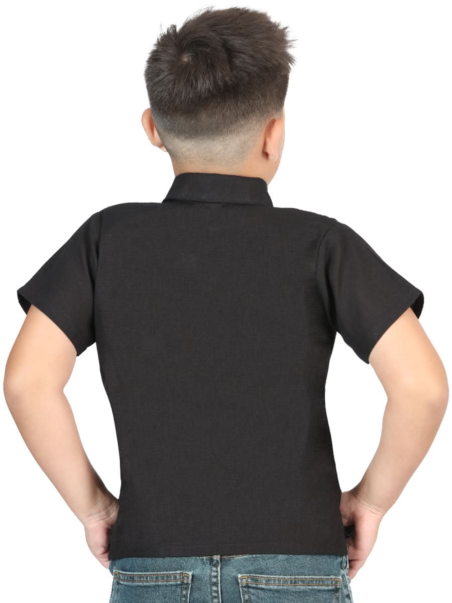 Mexican Artisanal Embroidered Shirt 100% Cotton Black 603980