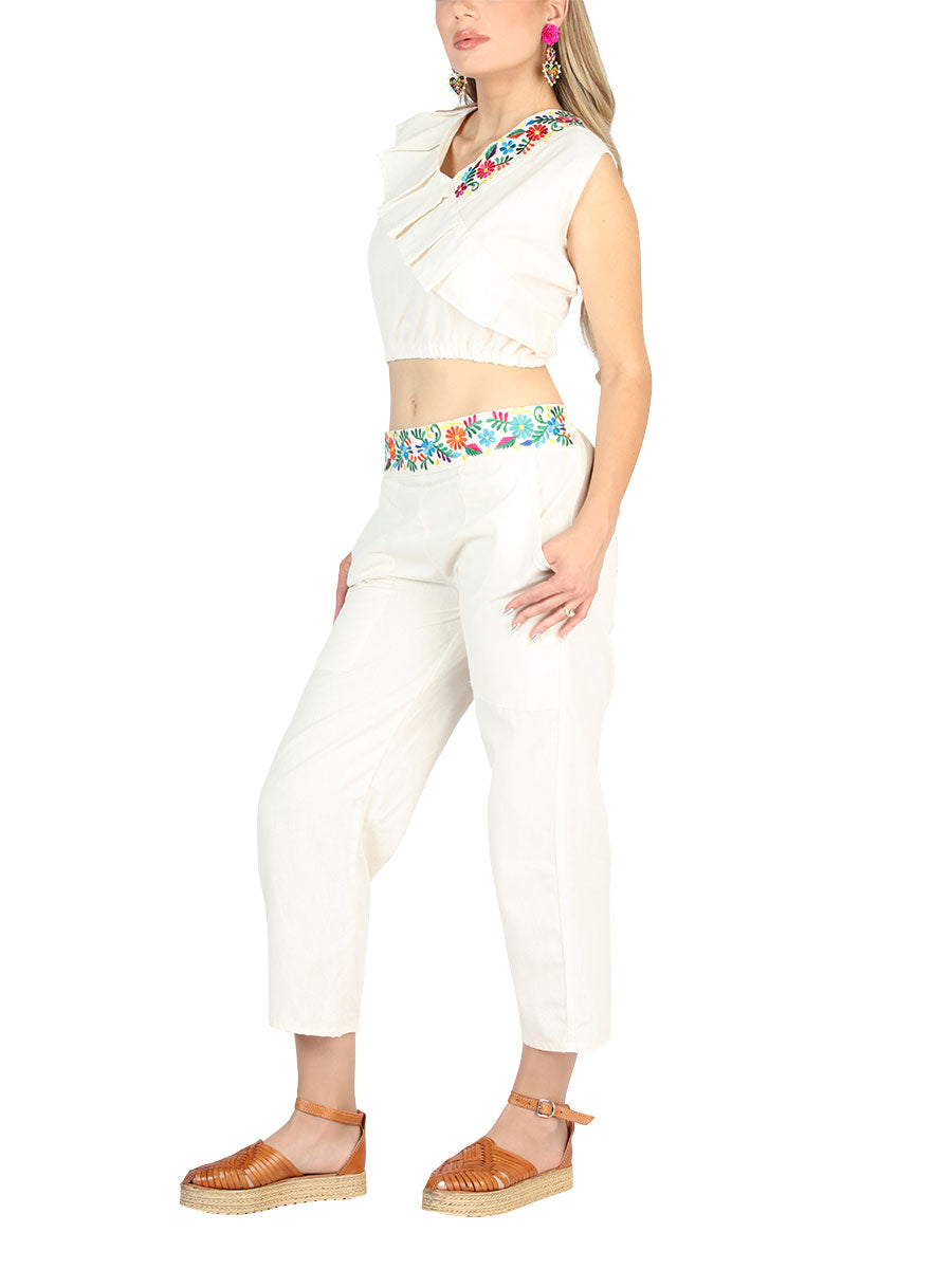 Artisanal Embroidered Set 100% Cotton Beige 604049