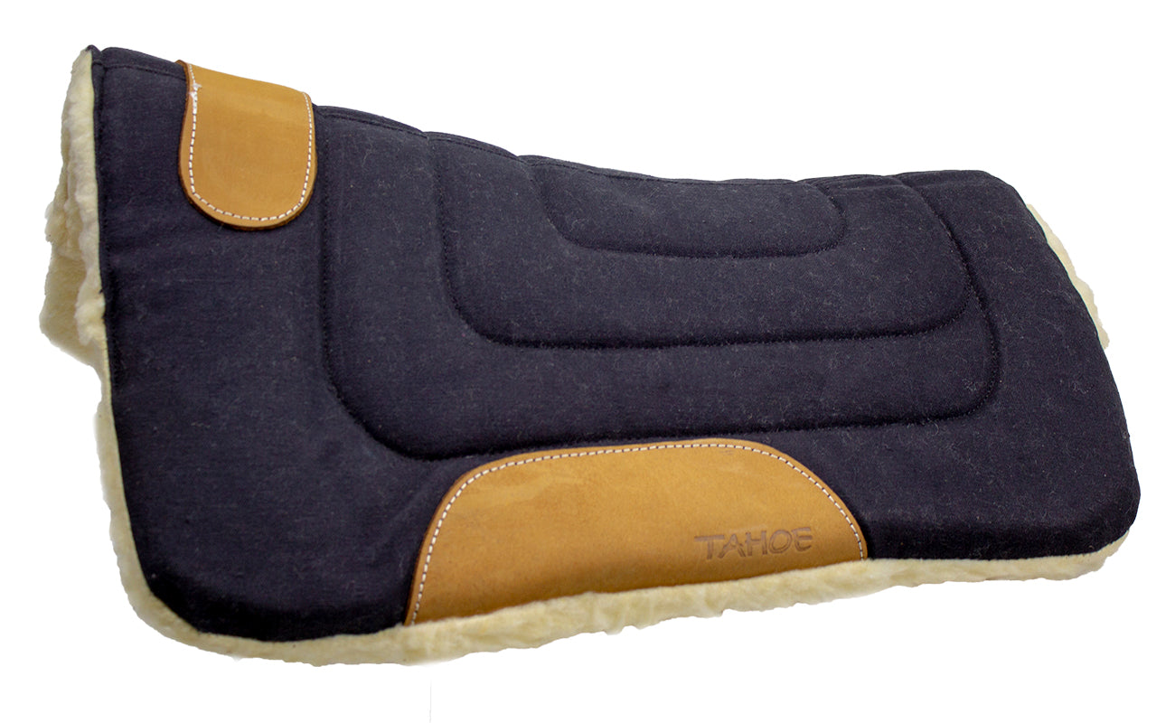 Pony Contour Cut Canvas Western Saddle Pad with Fleece Lining by Tahoe Tack - Size 23" X 23"